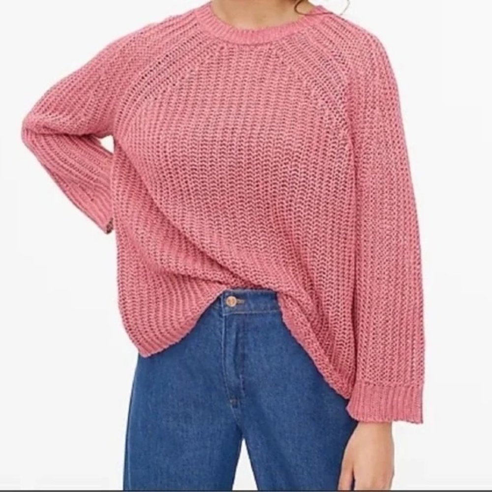 J Crew S Pink Fisherman Knit Pullover Beach Sweater Linen Weathered Rose‎